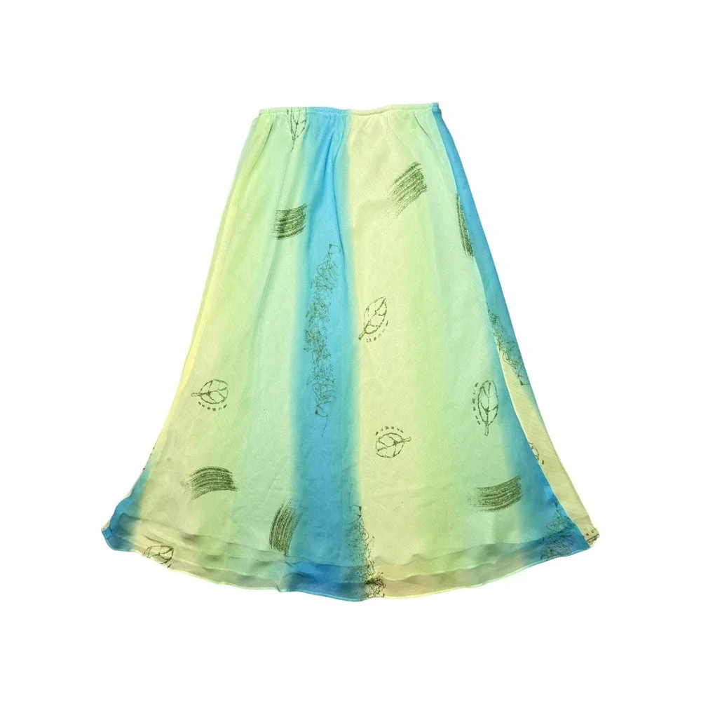 Vintage Gradient Chiffon Maxi Skirt